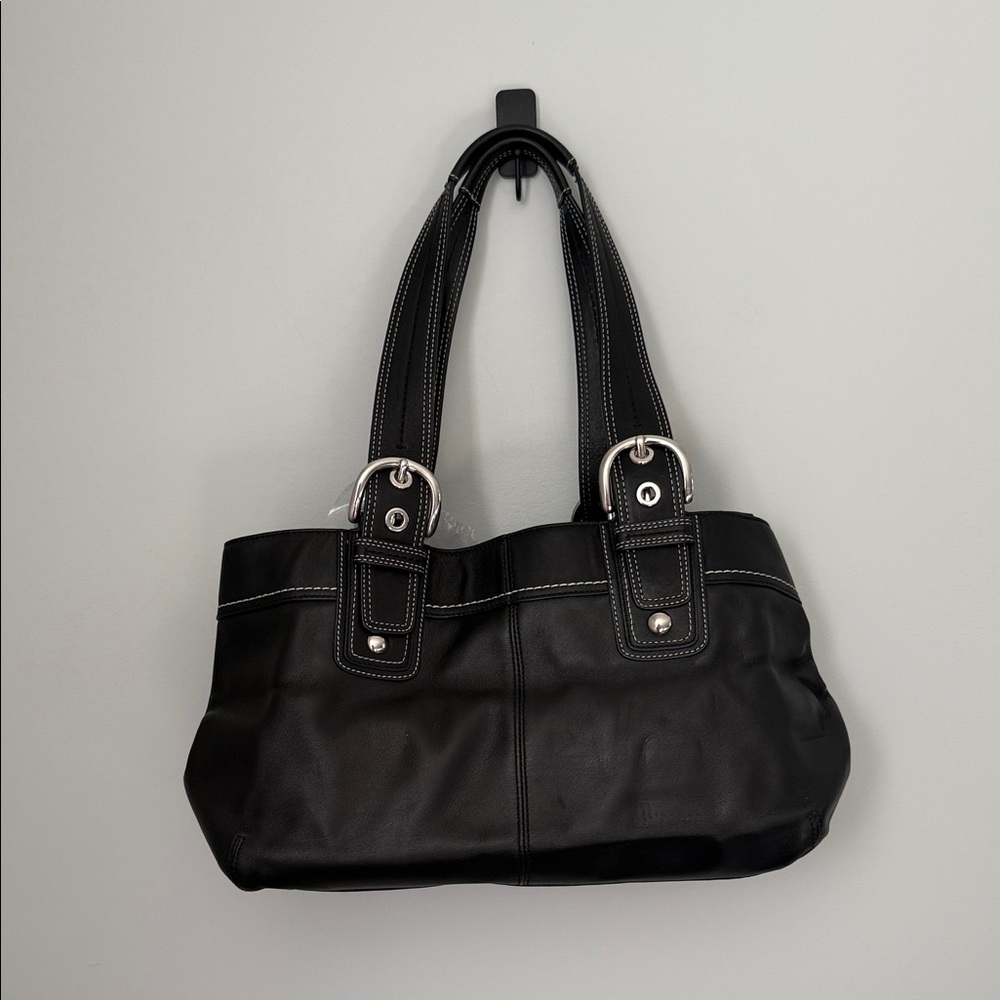 Coach Black Leather Shoulder Bag - Picture 6 of 11